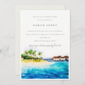 Invitation Chic Villa Overwater Fête des mariées de plage (Devant / Derrière)