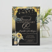 Invitation Chic Vin,Verre, Tournesols Anniversaire (Debout devant)