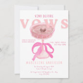 Invitation Chic Vino Before Vows Pink Wine Bow Bridal Shower (Devant)