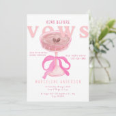 Invitation Chic Vino Before Vows Pink Wine Bow Bridal Shower (Debout devant)