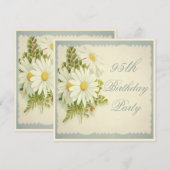 Invitation Chic Vintage Daisies 95e Anniversaire (Devant / Derrière)