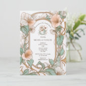 Invitation Chic Vintage Floral Rose Art Nouveau (Debout devant)
