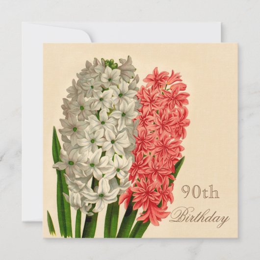 Invitation Chic Vintage Hyacinths 90e anniversaire (Devant)