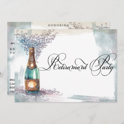 Invitation Chic Vintage Retirement Party (Devant / Derrière)