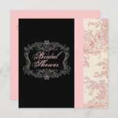 Invitation Chic Vintage Rose Floral Douche nuptial (Devant / Derrière)