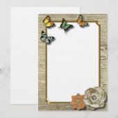 Invitation chic vintage rustique de papillons (Devant / Derrière)