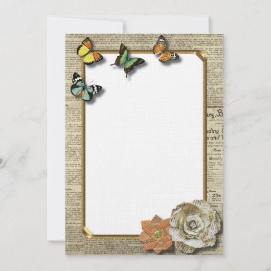 Invitation chic vintage rustique de papillons (Devant)