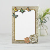 Invitation chic vintage rustique de papillons (Debout devant)