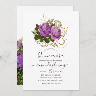 Invitation Chic Vintage violet or Quinceañera