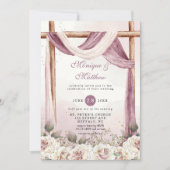 Invitation Chic violet blanc à canopée Florals Mariage (Devant)