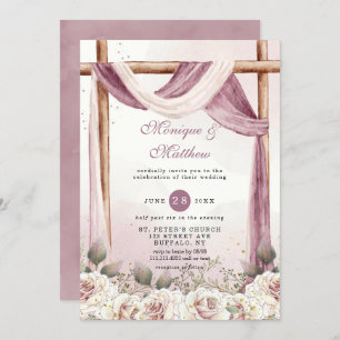 Invitation Chic violet blanc à canopée Florals Mariage
