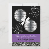 Invitation chic violet double photo Graduation (Devant)