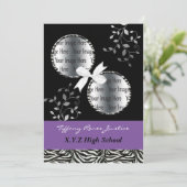 Invitation chic violet double photo Graduation (Debout devant)