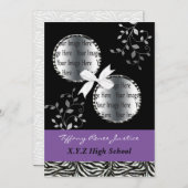 Invitation chic violet double photo Graduation (Devant / Derrière)