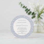 Invitation Chic violet doux Stylisé japonais Vagues Mariage (Debout devant)