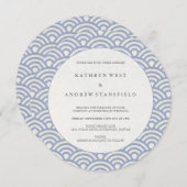 Invitation Chic violet doux Stylisé japonais Vagues Mariage (Devant / Derrière)