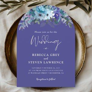 Invitation Chic violet foncé bleu foncé arche mariage