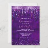 Invitation Chic violet gouttes parties scintillant ballons Qu (Dos)