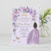 Invitation Chic violet Lavande Lavande Flore Arc Quinceañera (Debout devant)