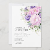 Invitation Chic violet lavande rose violet Mariage floral (Devant)