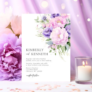 Invitation Chic violet lavande rose violet Mariage floral