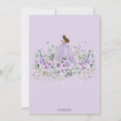 Invitation Chic Violet Lilac Floral Robe Fille Quinceañera XV (Dos)