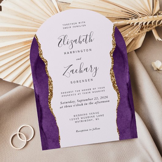 Invitation Chic violet or Agate Arch Lavender Mariage