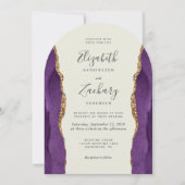 Invitation Chic violet or Agate Arch Mariage ivoire (Devant)