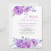 Invitation Chic Violet Rose Greenery Floral Bridal Shower  (Devant)