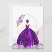 Invitation Chic Violet Violet Floral Géométrique Quinceañera (Dos)