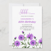 Invitation Chic violet Xeranthemum Floral Surprise Anniversai (Devant)