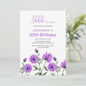 Invitation Chic violet Xeranthemum Floral Surprise Anniversai (Debout devant)