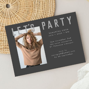 Invitation chic voguish gris chic grise photo moderne Party