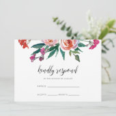 Invitation Chic Watercolor Floral Wedding RSVP (Debout devant)