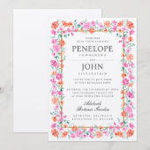 Invitation Chic Watercolor Flower Botanical Garden Wedding (Devant / Derrière)