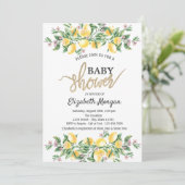 Invitation Chic Watercolor Lemons Baby shower botanique (Debout devant)