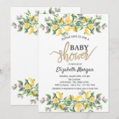 Invitation Chic Watercolor Lemons Baby shower botanique (Devant / Derrière)