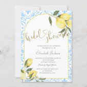 Invitation Chic Watercolor Lemons Bridal Shower  (Devant)