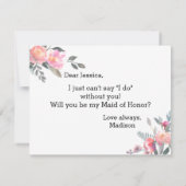 Invitation Chic Watercolor Peony Serez-vous ma femme d'honneu (Dos)