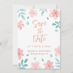 Invitation Chic Watercolor Rose Floral Wedding Enregistrer la