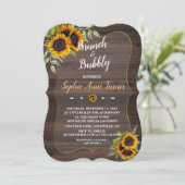 Invitation Chic Watercolor Sunflower Bois Brunch & Bubbly (Debout devant)