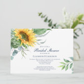 Invitation Chic Watercolor Sunflower Fête des mariées de verd (Debout devant)