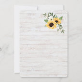 Invitation Chic Watercolor Sunflower Wreath Whitewood Mariage (Dos)