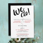 Invitation Chic We Do Black White Red Modern Script Mariage