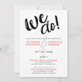 Invitation Chic We Do Black White Red Modern Script Mariage (Devant)