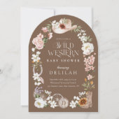 Invitation Chic Western Aquarelle Floral Baby shower Cowboy (Devant)