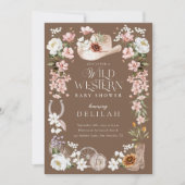 Invitation Chic Western Aquarelle Floral Baby shower Cowboy (Devant)