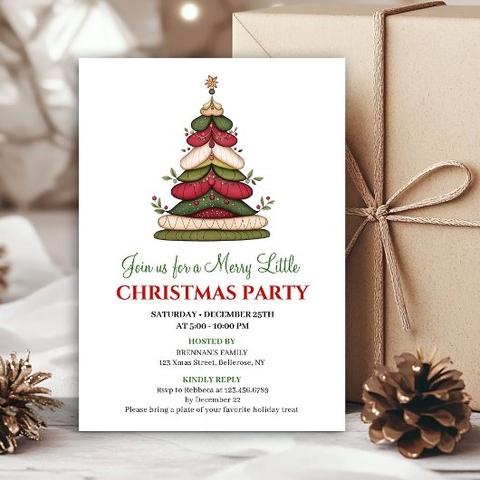Invitation Chic whimsical Christmas tree winter party invite