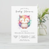 Invitation Chic Whimsical Owl Baby shower (Debout devant)