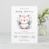 Invitation Chic Whimsical Owl Baby shower (Debout devant)